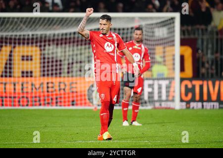 Dany Mota (AC Monza) celebra il gol durante la partita di campionato italiano di serie A tra AC Monza e AS Roma il 6 ottobre 2024 allo U-Power Stadium di Monza, Italia. Crediti: Luca Rossini/e-Mage/Alamy Live News Foto Stock