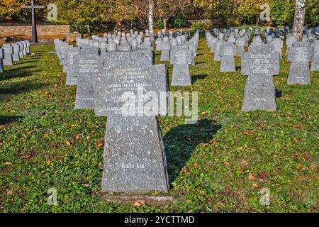 Cimitero dei soldati tedeschi della seconda guerra mondiale, uccisi nella battaglia del passo di Dukla, nel villaggio di Hunkovce, vicino a Svidnik, regione di Prešov, Slovacchia Foto Stock