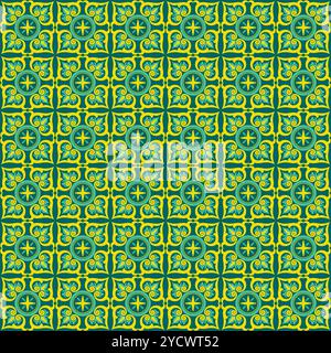 Schema Talavera. Azulejos portogallo. Ornamento turco. Mosaico piastrellato marocchino. Batik Motif Vector Illustrazione Vettoriale