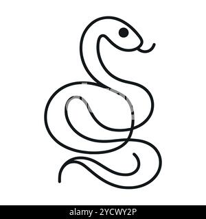 Snake one line art, disegnato a mano disegno continuo, simbolo del nuovo anno 2025. Isolato. Illustrazione vettoriale. Illustrazione Vettoriale