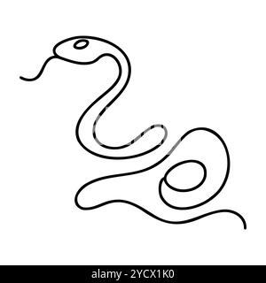 Snake one line art, disegnato a mano disegno continuo, simbolo del nuovo anno 2025. Isolato. Illustrazione vettoriale. Illustrazione Vettoriale