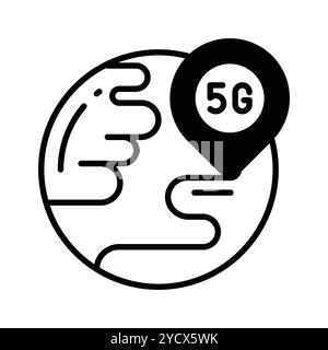 Scegli questa icona di localizzazione della rete 5G progettata in modo creativo con uno stile alla moda, il vettore della tecnologia 5G. Illustrazione Vettoriale