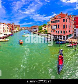Colorato Canal Grande a Venezia vista panoramica Foto Stock