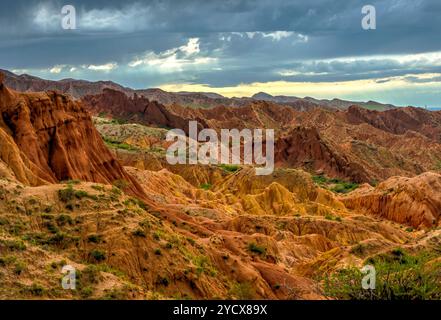 Skazka, alias Fairy tale Canyon, Kirghizistan Foto Stock