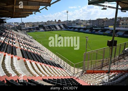 Heraklion, Grecia. 24 ottobre 2024. Immagine che mostra lo stadio Theodoros Vardinogiannis dell'OFI Creta durante la sessione di allenamento Matchday -1 in vista di una partita tra le squadre nazionali di Grecia e Belgio, chiamata Red Flames nel primo play-off del concorso europeo di qualificazione femminile 2023-24, giovedì 24 ottobre 2024 a Heraklion, Grecia. Crediti: Sportpix/Alamy Live News Foto Stock