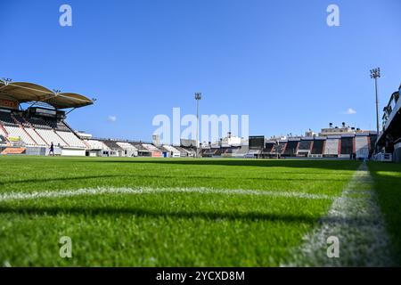 Heraklion, Grecia. 24 ottobre 2024. Immagine che mostra lo stadio Theodoros Vardinogiannis dell'OFI Creta durante la sessione di allenamento Matchday -1 in vista di una partita tra le squadre nazionali di Grecia e Belgio, chiamata Red Flames nel primo play-off del concorso europeo di qualificazione femminile 2023-24, giovedì 24 ottobre 2024 a Heraklion, Grecia. Crediti: Sportpix/Alamy Live News Foto Stock