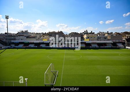 Heraklion, Grecia. 24 ottobre 2024. Immagine che mostra lo stadio Theodoros Vardinogiannis dell'OFI Creta durante la sessione di allenamento Matchday -1 in vista di una partita tra le squadre nazionali di Grecia e Belgio, chiamata Red Flames nel primo play-off del concorso europeo di qualificazione femminile 2023-24, giovedì 24 ottobre 2024 a Heraklion, Grecia. Crediti: Sportpix/Alamy Live News Foto Stock