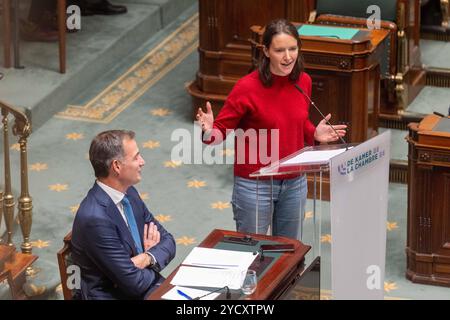 Bruxelles, Belgio. 24 ottobre 2024. Natalie Eggermont di PVDA è illustrata durante una sessione plenaria della camera presso il parlamento federale, a Bruxelles, giovedì 24 ottobre 2024. BELGA FOTO JONAS ROOSENS credito: Belga News Agency/Alamy Live News Foto Stock