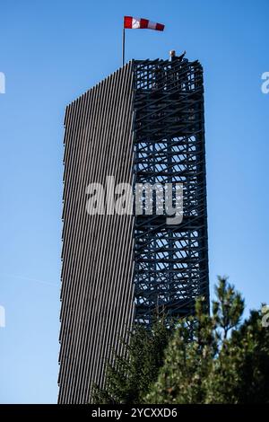 La torre di osservazione Velka Destna sulla vetta più alta dei Monti Orlicke, a 1115 m sul livello del mare, si trova 3 km a est di Destne nei Monti Orlicke, Repubblica Ceca, 24 ottobre 2024. (Foto CTK/David Tanecek) Foto Stock