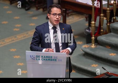 Bruxelles, Belgio. 24 ottobre 2024. Ismael Nuino di Les Engages è raffigurato durante una sessione plenaria della camera presso il parlamento federale, a Bruxelles, giovedì 24 ottobre 2024. BELGA FOTO JONAS ROOSENS credito: Belga News Agency/Alamy Live News Foto Stock