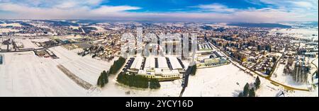 Antenna inverno nevoso vista di Krizevci Foto Stock