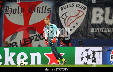 Lipsia, Germania. 23 ottobre 2024. Peter Gulacsi di Lipsia è visto prima della partita di calcio della UEFA Champions League tra RB Leipzig e Liverpool FC al Red Bull Arena Stadion . Crediti: Davide Elias / Alamy Live News Foto Stock