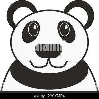 Illustrazione del segnale in stile cartone animato con ritratto in bianco e nero di Panda Foto Stock