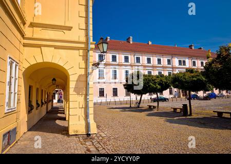 Vecchia piazza lastricata nella storica città di Osijek a Tvrdja Foto Stock