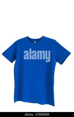 T-shirt blu isolata su sfondo bianco. Foto Stock