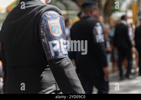 Salvador, Bahia, Brasile - 7 settembre 2024: Le truppe dell'esercito stanno marciando durante la celebrazione dell'indipendenza brasiliana nella città di Salvador, Foto Stock