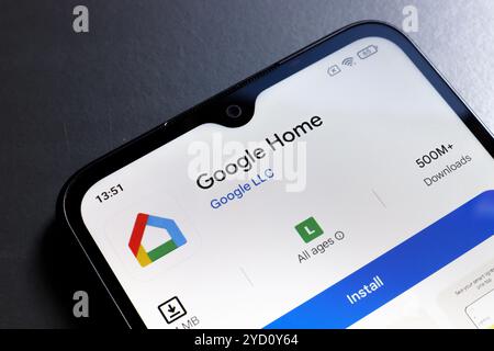 24 ottobre 2024, Portogallo. In questa immagine, il logo dell'app Google Home viene visualizzato sullo schermo di uno smartphone Foto Stock