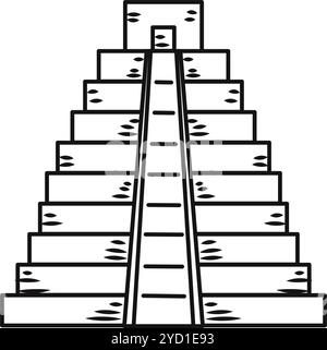 Icona della piramide messicana disegnata a mano con tema culturale Vector Illustrazione Vettoriale