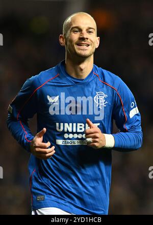 Glasgow, Regno Unito. 24 ottobre 2024. Durante la partita di UEFA Europa League all'Ibrox Stadium di Glasgow. Il credito per immagini dovrebbe essere: Neil Hanna/Sportimage Credit: Sportimage Ltd/Alamy Live News Foto Stock