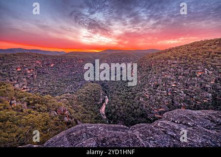 Tramonto sul parco naturale Wollemi Foto Stock