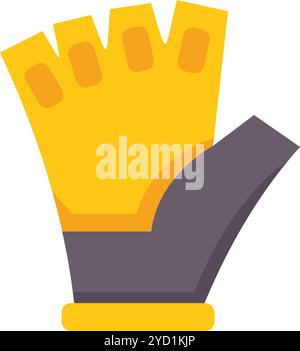 Guanto da lavoro giallo con dita aperte che protegge le mani mentre si lavora su uno sfondo bianco Illustrazione Vettoriale