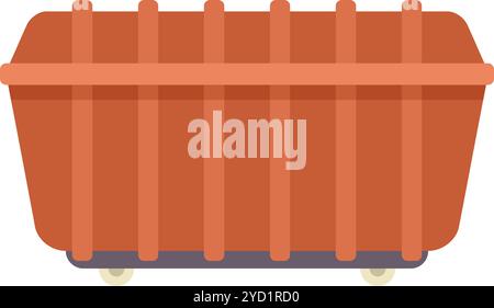 La grande saltellina arancione vuota è posizionata sulle ruote e pronta per essere riempita con i rifiuti di costruzione Illustrazione Vettoriale