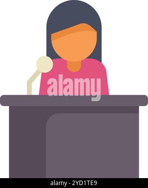 La donna politica parla da una tribuna, fa un discorso pubblico Illustrazione Vettoriale