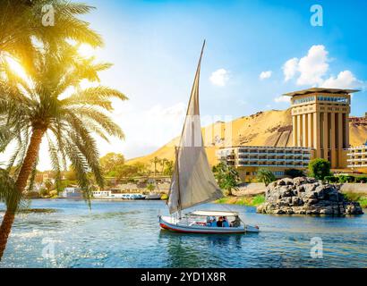 Barche a vela sul Nilo Foto Stock