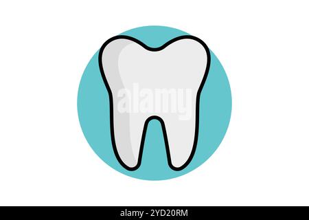 Icona del dente. stile icona contorno colorato. icona relativa al settore medico. illustrazione vettoriale degli elementi sanitari Illustrazione Vettoriale
