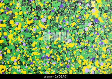 Sfondo artistico astratto. Pittura a olio su tela. Struttura verde e gialla. Foto Stock
