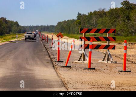 Segnali di avvertimento per lavori stradali Foto Stock