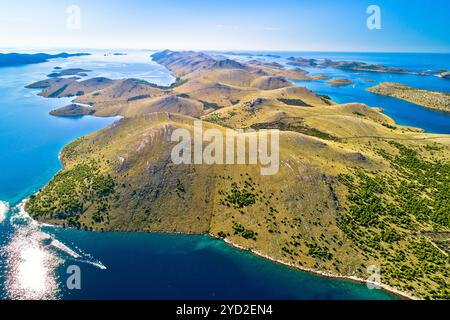 Kornati. Incredibile arcipelago isola paesaggio di Kornati parco nazionale vista aerea Foto Stock