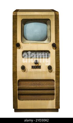 Isolato retrò Vintage Cabinet britannico Televisione e Radio Set Foto Stock