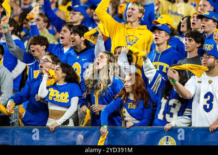 Pittsburgh, Pennsylvania, Stati Uniti. 24 ottobre 2024. I tifosi dei Pitt Panthers esultano durante la partita di football NCAA tra i Pitt Panthers e i Syracuse Orange all'Acrisure Stadium di Pittsburgh, Pennsylvania. Brent Gudenschwager/CSM/Alamy Live News Foto Stock