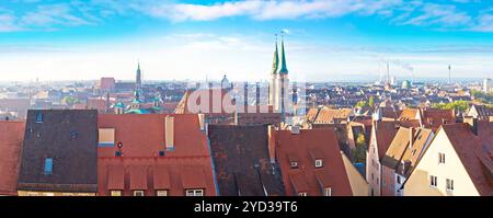 Norimberga. Vista panoramica sui tetti e sulla città vecchia di Norimberga Foto Stock