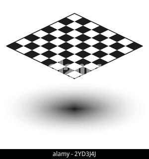 Schema a scacchi mobile. Griglia prospettica isometrica. Design a scacchiera bianco e nero. Effetto ombra sottile. Illustrazione Vettoriale