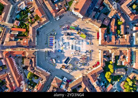 Veduta aerea della piazza esagonale di Palmanova, patrimonio dell'umanità dell'UNESCO Foto Stock