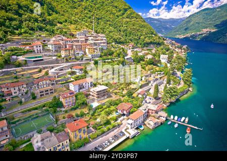 Idilliaca città di Laglio sul lago di Como vista aerea Foto Stock