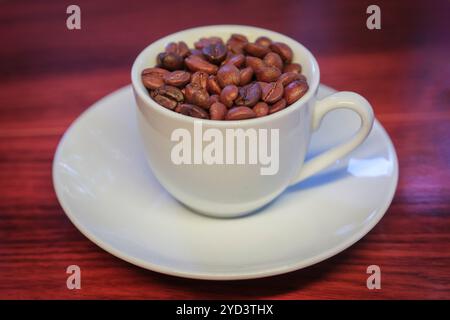Tazzina riempito con i chicchi di caffè Foto Stock