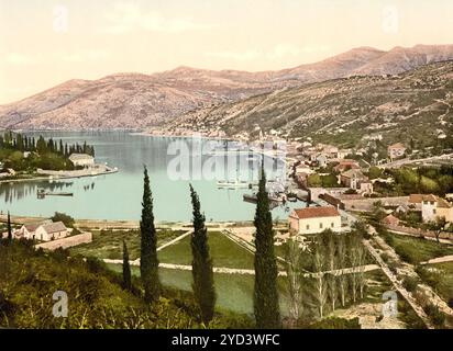 Gravosa, Dubrovnik, Bezirk Gruz, der Hafen, Dalmatien, KROATIEN, Österreich-Ungarn, digital restaurierte Reproduktion von einem original aus dem 19. Jahrhundert, Aufnahmedatum nicht angegeben, Dubrovnik, distretto di Gruz, porto, Dalmazia, Croazia, Austro-Ungheria , riproduzione restaurata digitalmente da un originale del XIX secolo, data di registrazione non dichiarata Foto Stock