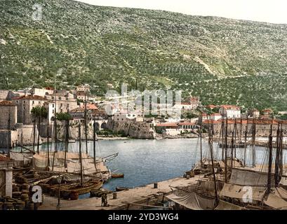 Ragusa, Heute Dubrovnik, das Innere Tor, Dalmatien, Kroatien, Österreich-Ungarn, digital restaurierte Reproduktion eines Originals aus dem 19. Jahrhundert, Aufnahmedatum nicht angegeben, ora Dubrovnik, la porta interna, Dalmazia, Croazia, Austro-Ungheria , riproduzione restaurata digitalmente da un originale del XIX secolo, data di registrazione non dichiarata Foto Stock