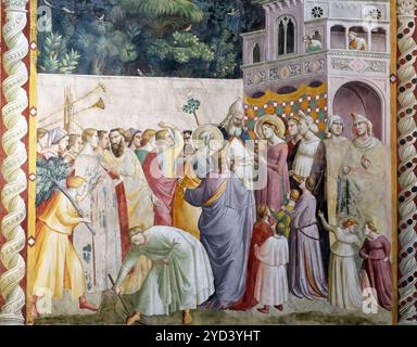 Matrimonio della Vergine, particolare da storie della Vergine, affresco di Taddeo Gaddi (1295-1366), Cappella Baroncelli Bandini nel Foto Stock