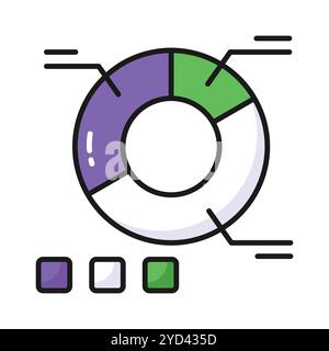 Prendi questa icona accuratamente creata di grafico a torta, vettore di analisi aziendale Illustrazione Vettoriale