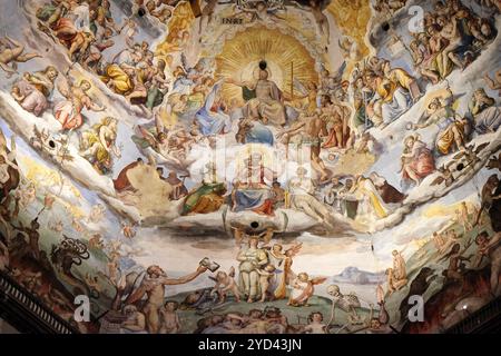 Giudizio universale, affresco di Giorgio Vasari nella Cattedrale di Santa Maria del Fiore, Flor Foto Stock