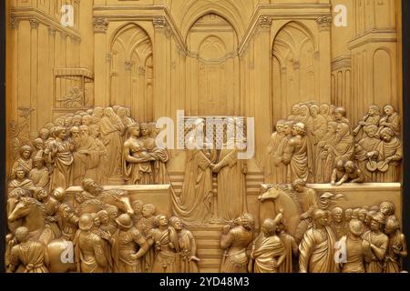 Il Duomo di Firenze, il Battistero di San Giovanni, i cancelli del paradiso, regina di Saba e il re Salomone, Firenze, Italia Foto Stock