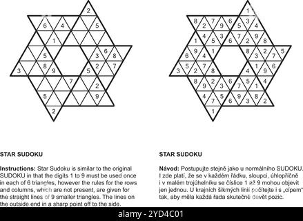 STAR SUDOKU 015. Gioco di puzzle Vector sudoku con numeri. Illustrazione Vettoriale