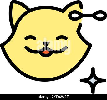 Tipi di servizi per la cura del corpo. Lavaggio e asciugatura Cod. Prod. Icona concetto di pulizia dell'orecchio. Istruzioni per la manutenzione Cat. Strumento per la cura del corpo isolato su sfondo bianco. Illustrazione Vettoriale