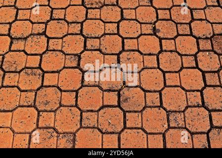 Pavimentazione a motivi con mattoni rossi a Ribeirao Preto, San Paolo, Brasile Foto Stock