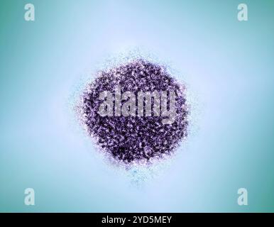 Micrografia elettronica a trasmissione colorata di un virion dell'epatite C. Foto Stock