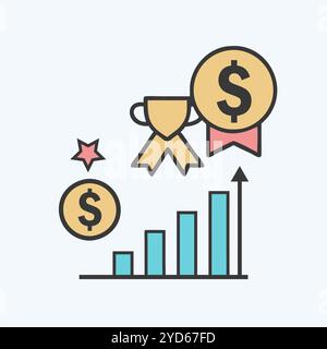 Immagine grafica vettoriale icona obiettivo finanziario. Illustrazione Vettoriale